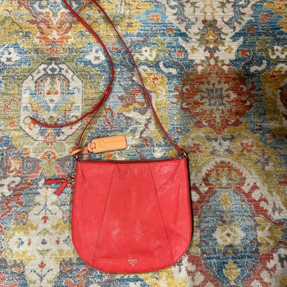 Fossil Bright Red Crossbody Bag